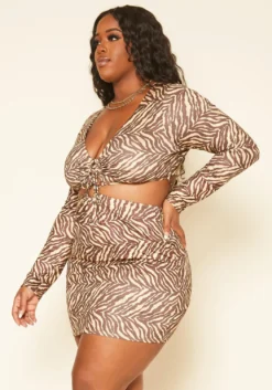 Plus Size Zebra Pattern Cut Out Mini Dress -Asoph Fashion Shop 2019202 106 1