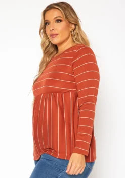 Plus Size Striped Print Flare Top -Asoph Fashion Shop 2019204 120 2