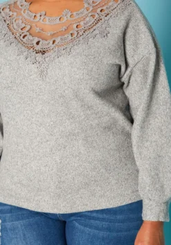 Plus Size Lace Detail Knit Sweater -Asoph Fashion Shop 2019206 107 4