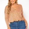 Plus Size Choker V Neck Sweater