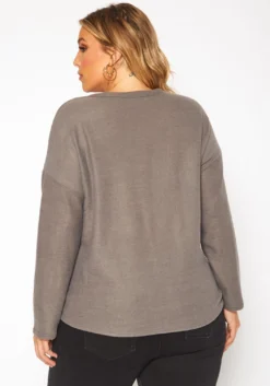 Plus Size Faux Leather Pocket Hem Sweater -Asoph Fashion Shop 2019209 749 3