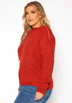Plus Size Waffle Knit Zipper Hem Sweater -Asoph Fashion Shop 2019212 120 2