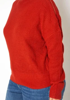 Plus Size Waffle Knit Zipper Hem Sweater -Asoph Fashion Shop 2019212 120 4