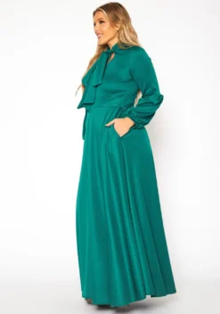 Plus Size Bow Front Fit & Flare Maxi Dress -Asoph Fashion Shop 2019214 103 2