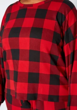 Plus Size Checker Plaid Lounge Two Piece Set -Asoph Fashion Shop 2019216 110 4