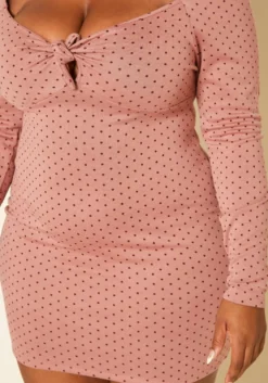 Plus Size Polka Dot Long Sleeve Mini Dress -Asoph Fashion Shop 2019224 186 4
