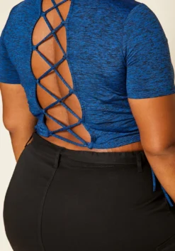 Plus Size Cross Lace Open Back Crop Top -Asoph Fashion Shop 2019225 003 6