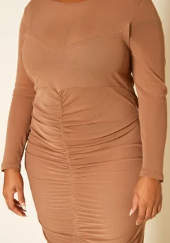 Plus Size Ruched Mesh Bodycon Midi Dress -Asoph Fashion Shop 2019227 142 4