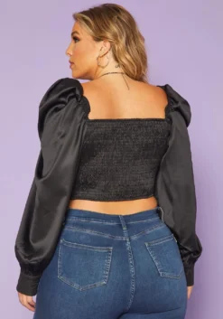 Plus Size Cross Lace Front Sweetheart Neck Crop Top -Asoph Fashion Shop 2019241 001 3