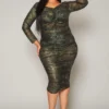 Plus Size Leopard Print Mesh Bodycon Dress