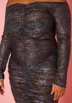 Plus Size Leopard Print Mesh Bodycon Dress -Asoph Fashion Shop 2019252 145 4