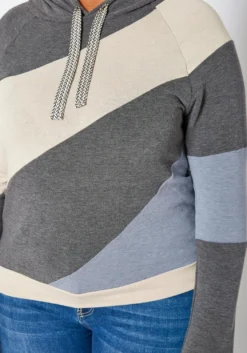 Plus Size Color Block Hooded Sweater -Asoph Fashion Shop 2019264 128 4