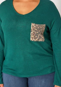 Plus Size Snakeskin Pocket Hem Long Sleeve Shirt -Asoph Fashion Shop 2019278 161 4