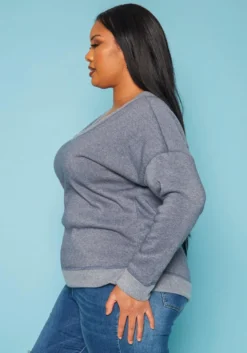 Plus Size Casual V Neck Long Sleeve Top -Asoph Fashion Shop 2019282 117 2