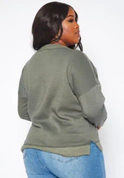 Plus Size Casual V Neck Long Sleeve Top -Asoph Fashion Shop 2019282 125 3