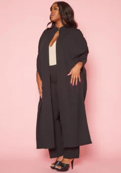 Plus Size Open Front Maxi Blouse & Pants Set -Asoph Fashion Shop 2019328 001 2