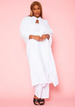 Plus Size Open Front Maxi Blouse & Pants Set -Asoph Fashion Shop 2019328 002 2