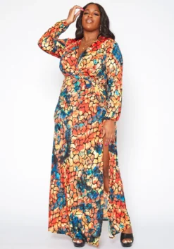 Plus Size Rocky Print Fit & Flare Maxi Dress