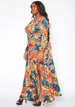 Plus Size Rocky Print Fit & Flare Maxi Dress -Asoph Fashion Shop 2019329 109 2