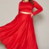 Plus Size Crop Top & Maxi Flare Skirt Set