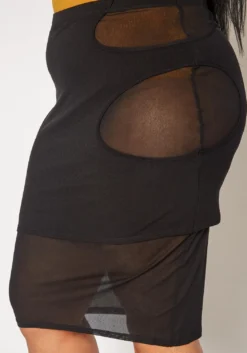 Plus Size Mesh Cut Out Bodycon Skirt -Asoph Fashion Shop 2019348 001 4