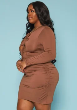 Plus Size Front Tie Closure Bodycon Mini Dress -Asoph Fashion Shop 2019351 190 2