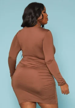 Plus Size Front Tie Closure Bodycon Mini Dress -Asoph Fashion Shop 2019351 190 3