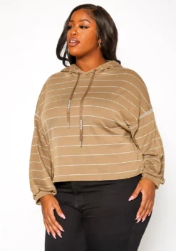 Plus Size Striped Hooded Sweater -Asoph Fashion Shop 2019358 125 2