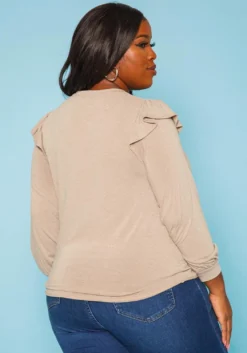 Plus Size Ruffle Trim Long Sleeve Top -Asoph Fashion Shop 2019360 118 4