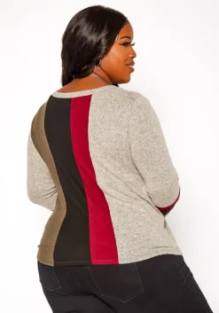 Plus Size Color Block Long Sleeve Shirt -Asoph Fashion Shop 2019364 128 3