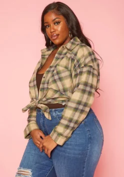 Plus Size Plaid Print Collar Shacket -Asoph Fashion Shop 2019366 125 3
