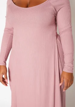 Plus Size Ribbed Knit Long Sleeve Top & Pants Set -Asoph Fashion Shop 2019368 104 3