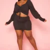 Plus Size Drawstring Hem Two Piece Set