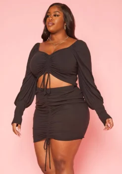 Plus Size Drawstring Hem Two Piece Set -Asoph Fashion Shop 2019369 001 2