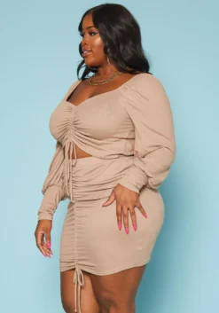 Plus Size Drawstring Hem Two Piece Set -Asoph Fashion Shop 2019369 118 2