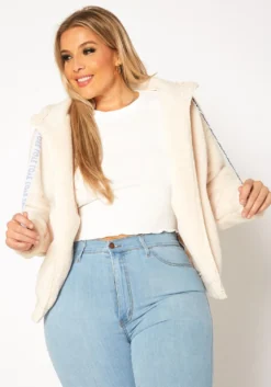 Plus Size Faux Fur Hooded Love Sweater
