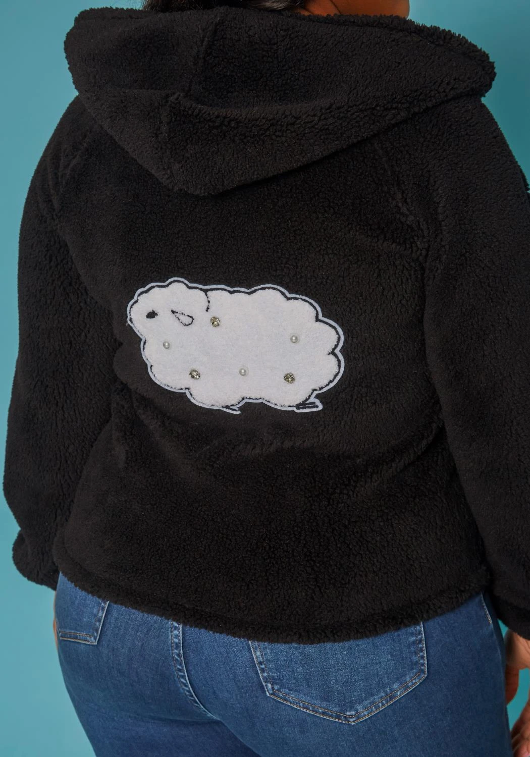 Plus Size Faux Fur Hooded Zip Front Sweater 5 Plus Size Faux Fur Hooded Zip Front Sweater - Image 5