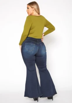 Vibrant Plus Size Butt Lift Bell Bottom Denim Jean -Asoph Fashion Shop 2019535 939 3