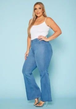 Vibrant Plus Size Classic Blue Flared Hem Jean -Asoph Fashion Shop 2019539 938 2