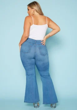 Vibrant Plus Size Classic Blue Flared Hem Jean -Asoph Fashion Shop 2019539 938 3