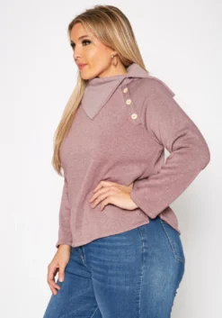 Plus Size Asymmetric Collar Neck Sweater -Asoph Fashion Shop 2019541 186 2