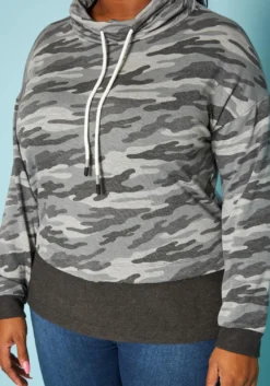 Plus Size Camo Pattern Funnel Neck Sweater -Asoph Fashion Shop 2019542 984 4