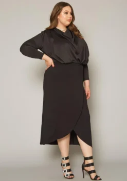 Plus Size High Waist Overlay Midi Skirt -Asoph Fashion Shop 2019547 001 2