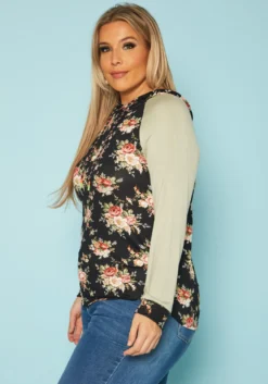 Plus Size Floral Print Hooded Sweater -Asoph Fashion Shop 2019548 001 2