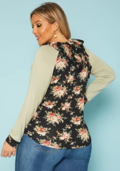 Plus Size Floral Print Hooded Sweater -Asoph Fashion Shop 2019548 001 3