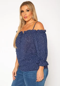 Plus Size Polka Dot Off Shoulder Cami Blouse -Asoph Fashion Shop 2019554 003 2