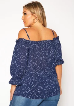 Plus Size Polka Dot Off Shoulder Cami Blouse -Asoph Fashion Shop 2019554 003 3