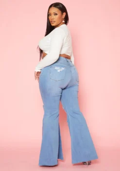 Vibrant Plus Size Distressed Raw Cut Bell Bottom Denim Jean -Asoph Fashion Shop 2019585 938 3