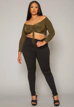 Vibrant Plus Size High Waist Black Denim Skinny Jean