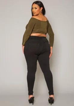 Vibrant Plus Size High Waist Black Denim Skinny Jean -Asoph Fashion Shop 2019590 001 3